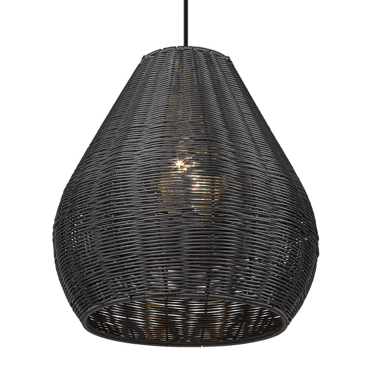 1 Light Pendant - Outdoor In Natural Black With Matte Black Wicker Shade