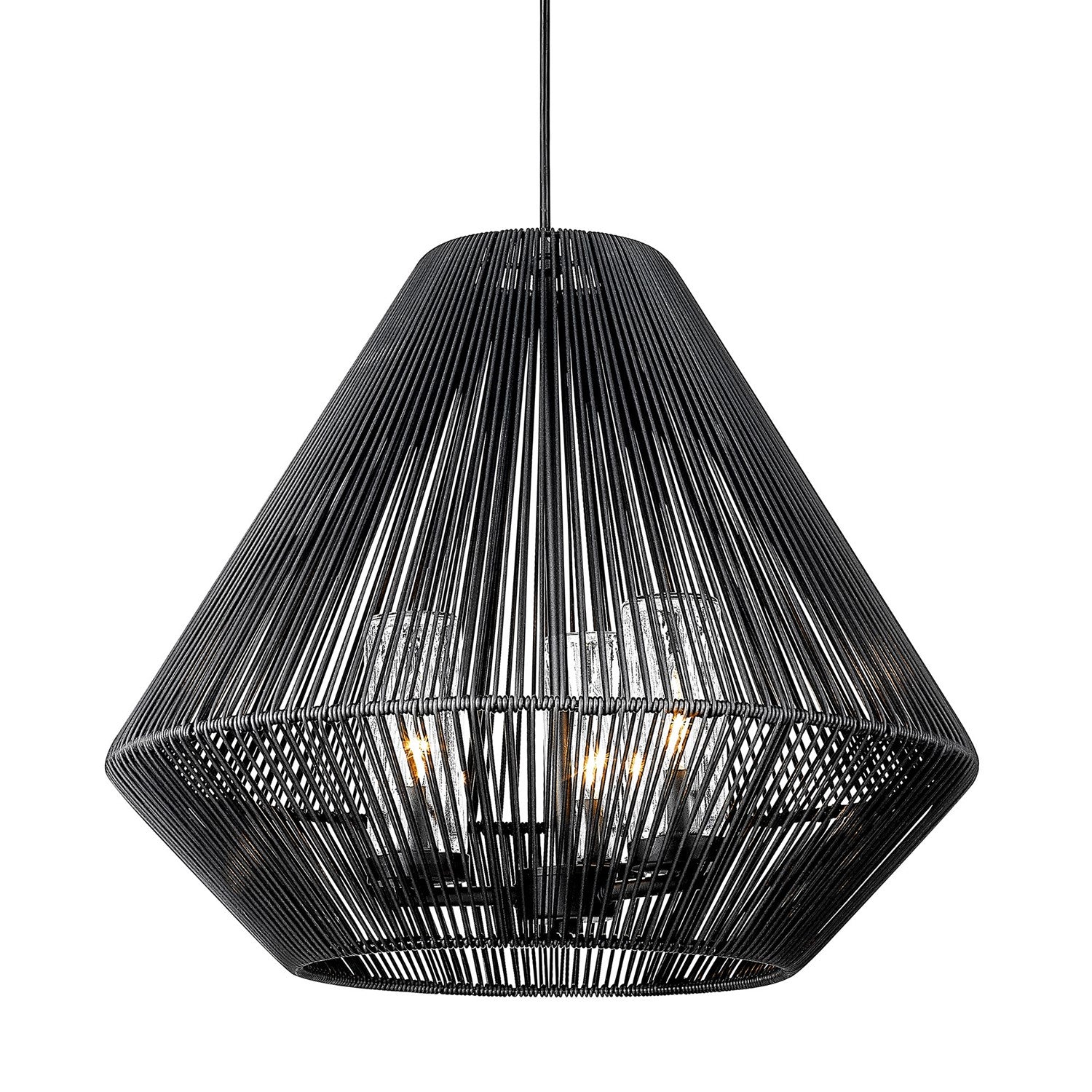 3 Light Pendant - Outdoor In Natural Black With Matte Black Shade by Golden