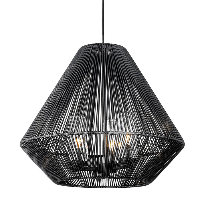 3 Light Pendant - Outdoor In Natural Black With Matte Black Shade by Golden