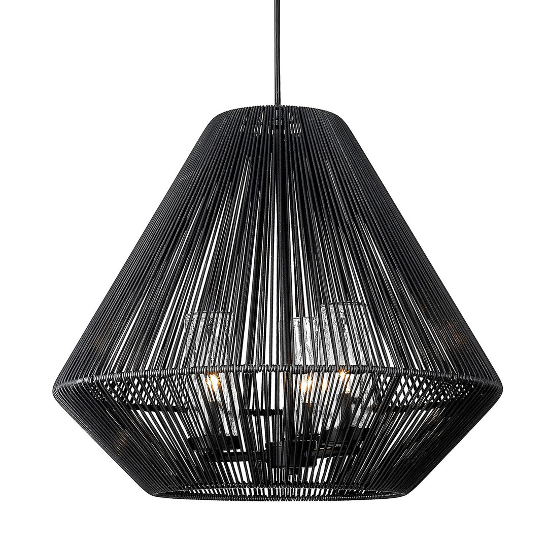 3 Light Pendant - Outdoor In Natural Black With Matte Black Shade