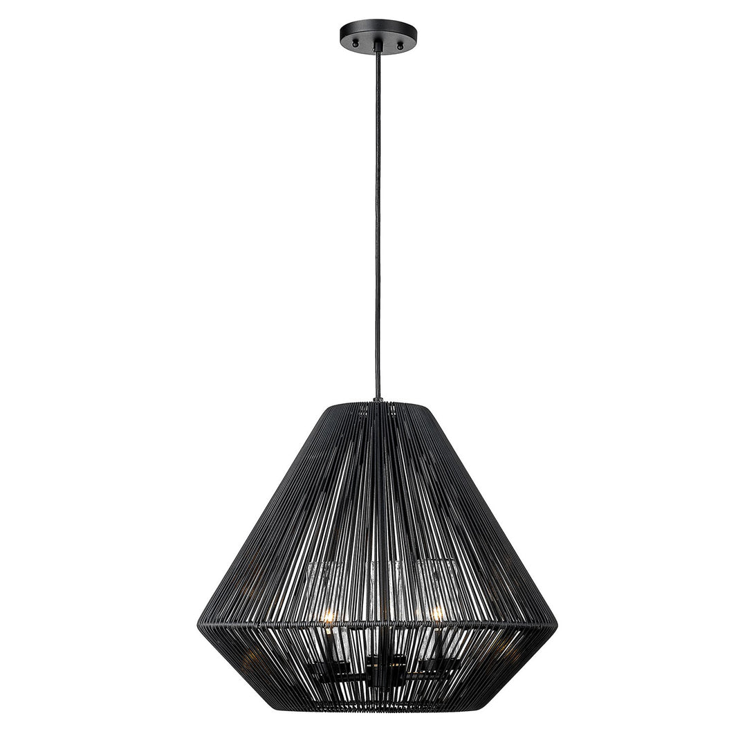 3 Light Pendant - Outdoor In Natural Black With Matte Black Shade