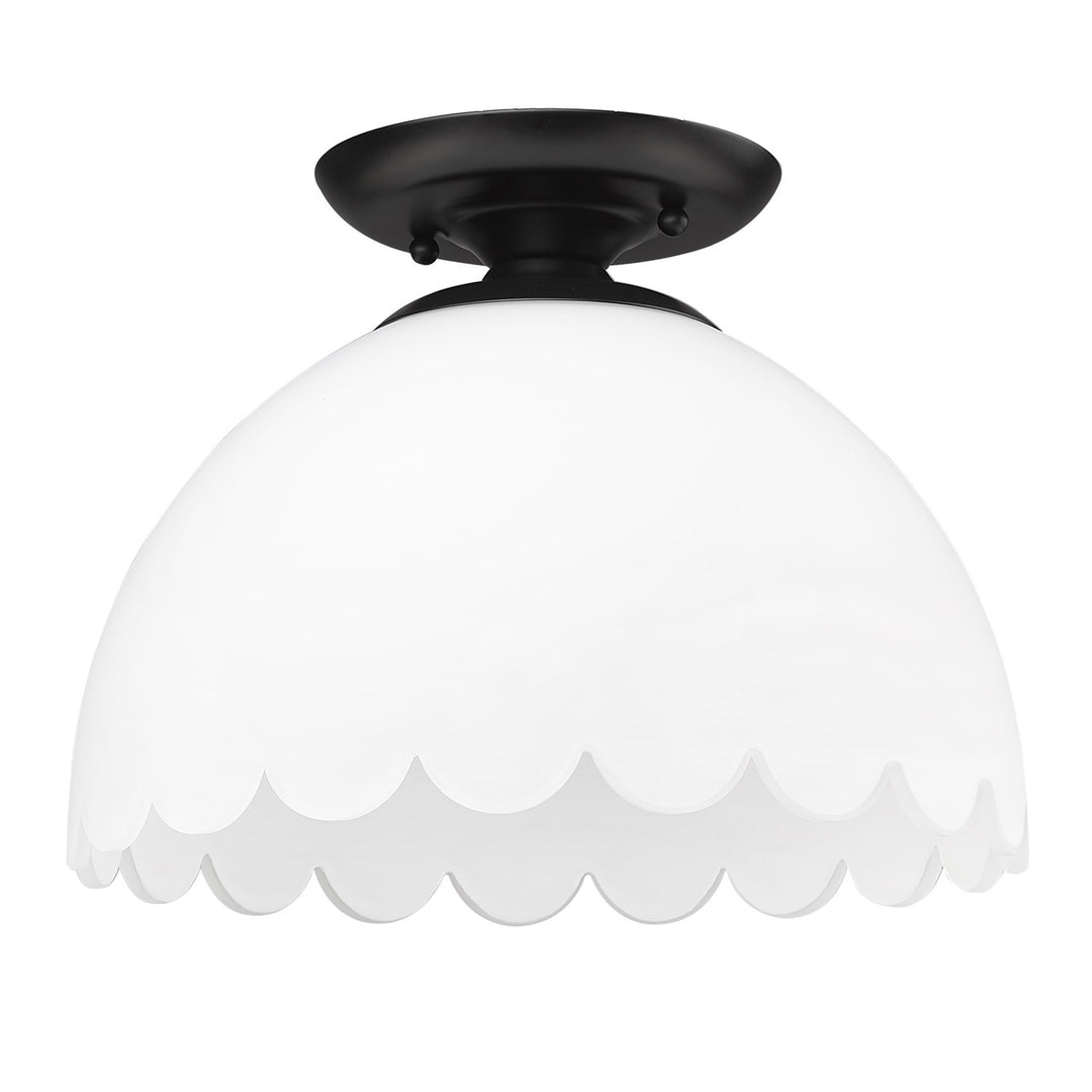 Blk Semi-Flush In Matte Black With Opal Shade by Golden