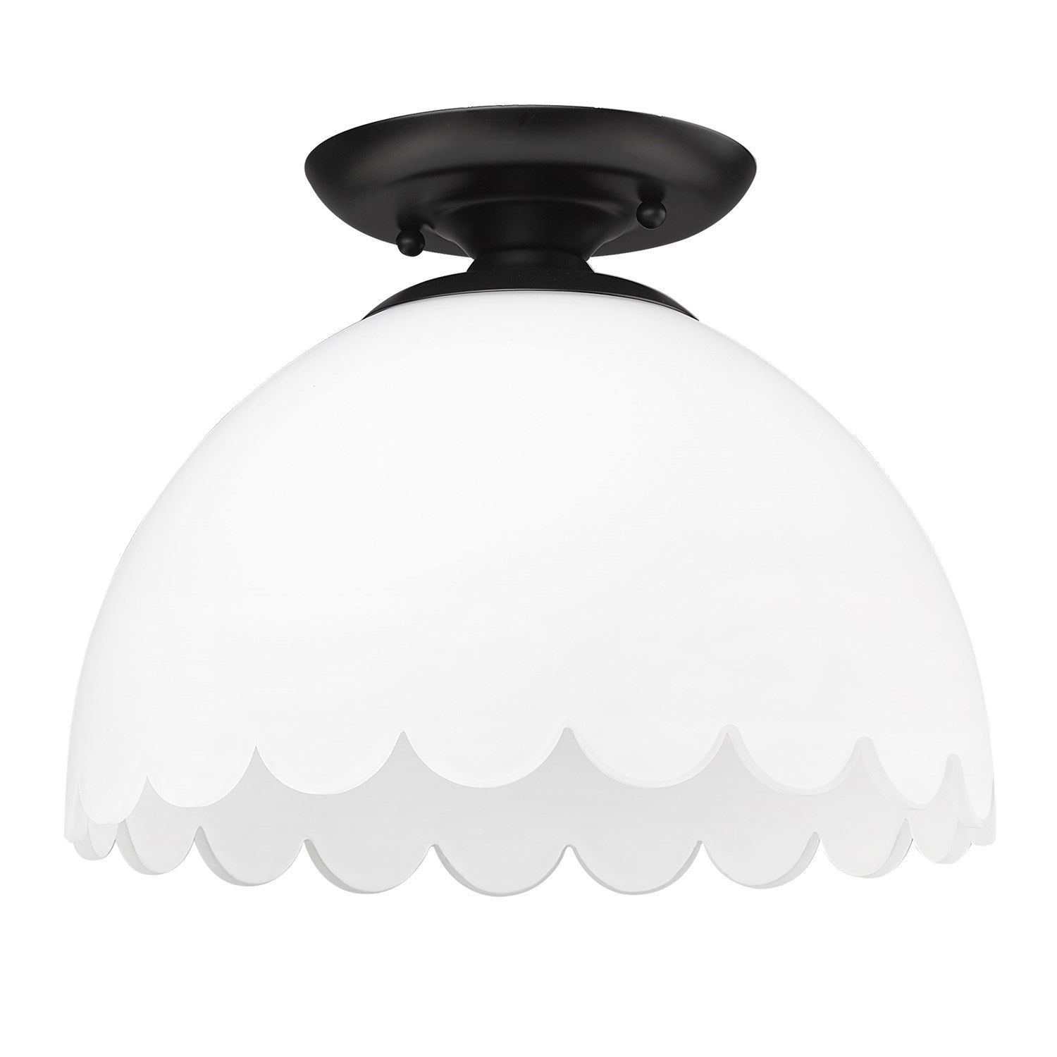 Blk Semi-Flush In Matte Black With Opal Shade by Golden