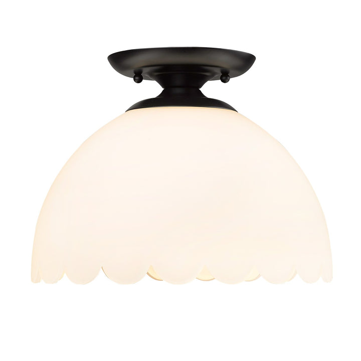 Blk Semi-Flush In Matte Black With Opal Shade