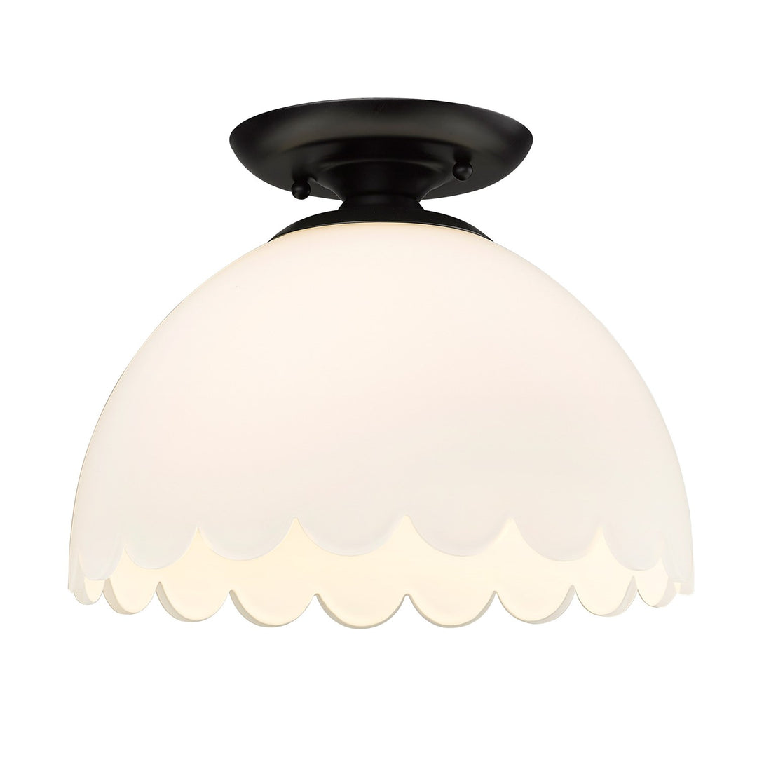 Blk Semi-Flush In Matte Black With Opal Shade