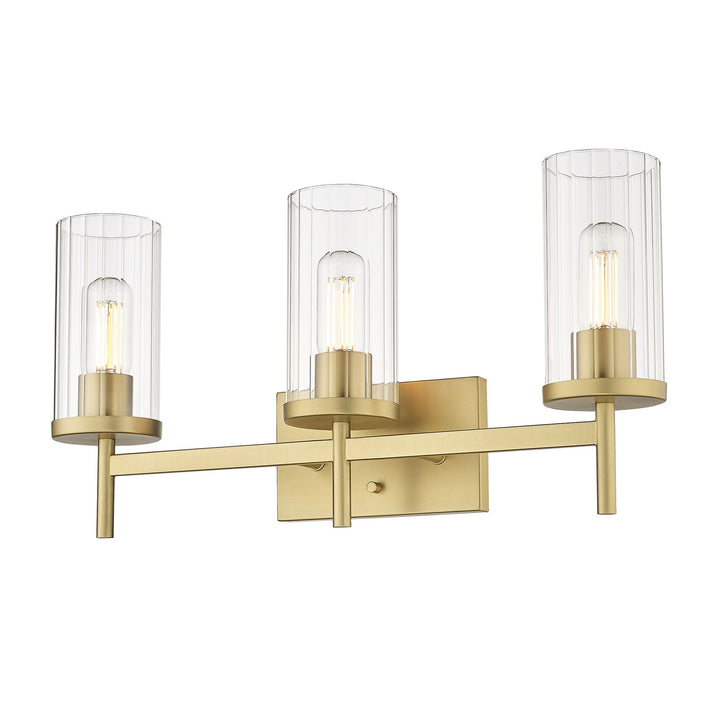 Bcb 3-Light Bath Vanity In Brushed Bronze With Clear Glass Shade by Golden