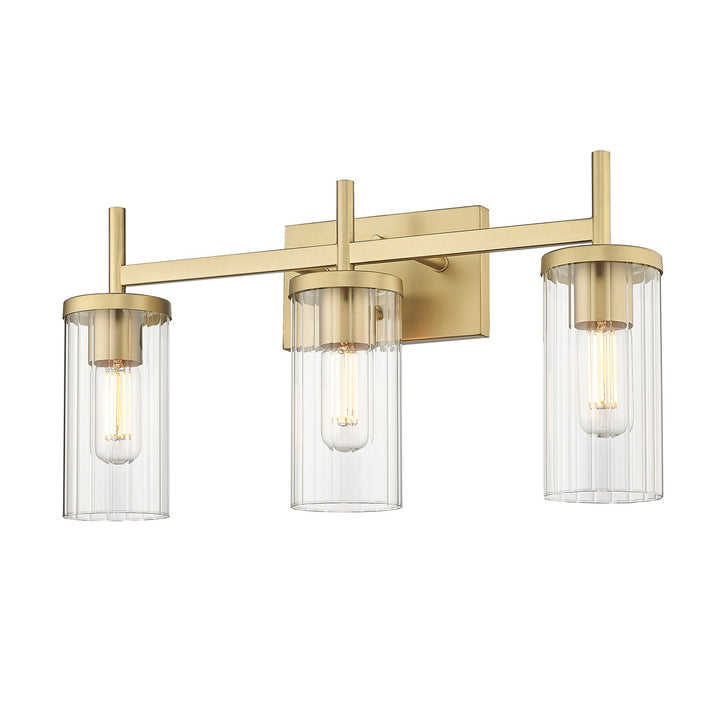 Bcb 3-Light Bath Vanity In Brushed Bronze With Clear Glass Shade