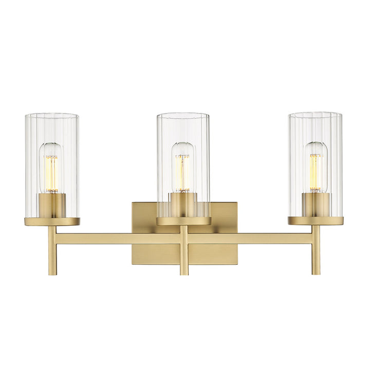 Bcb 3-Light Bath Vanity In Brushed Bronze With Clear Glass Shade