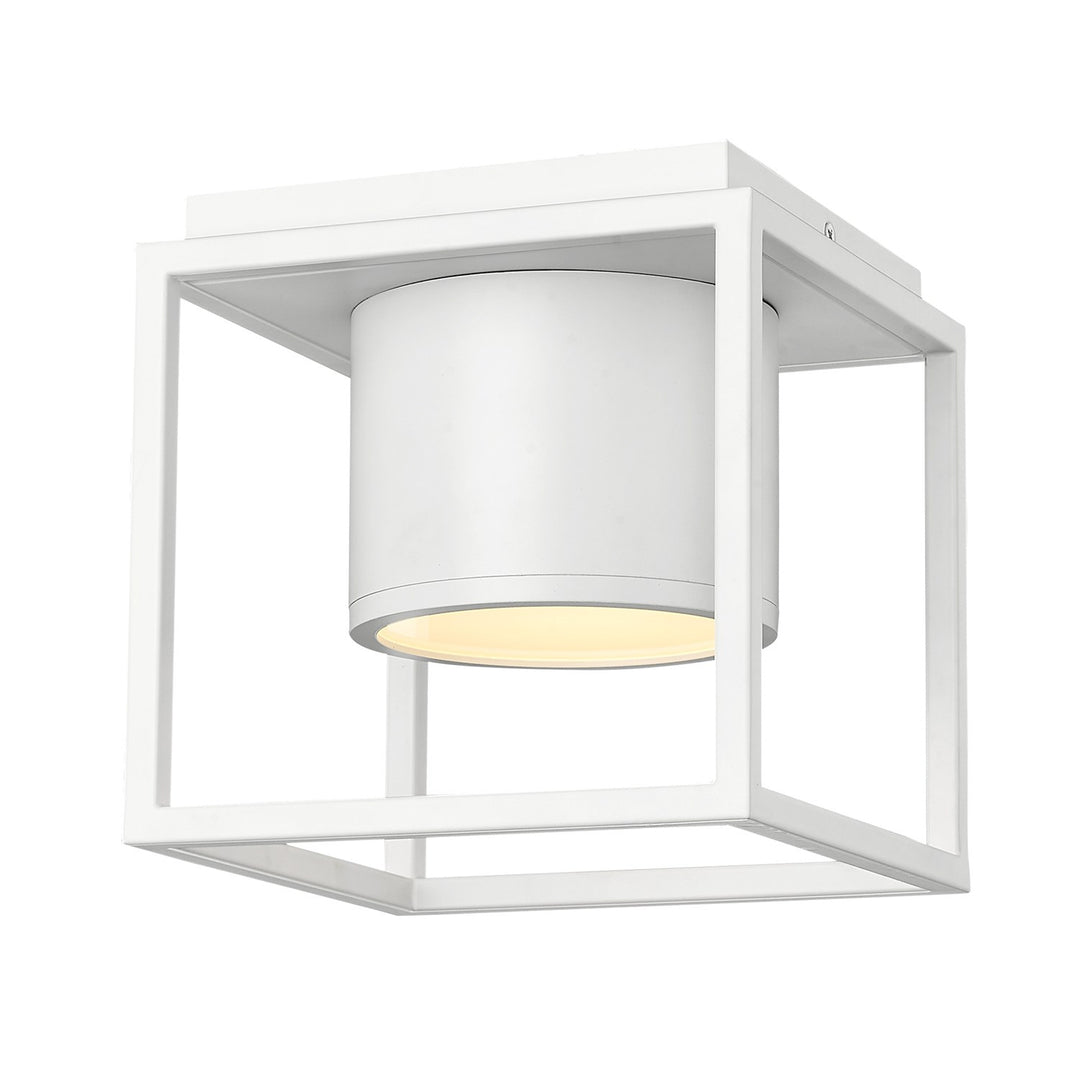 Wht Flush Mount - 7" In Matte White With Matte White Shade by Golden