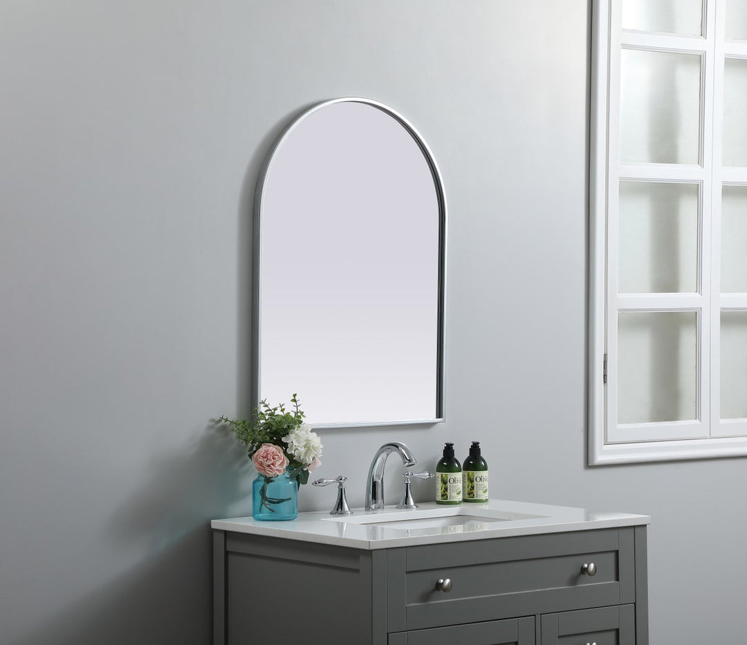 Metal Frame Arch Mirror 22X30 Inch In Silver