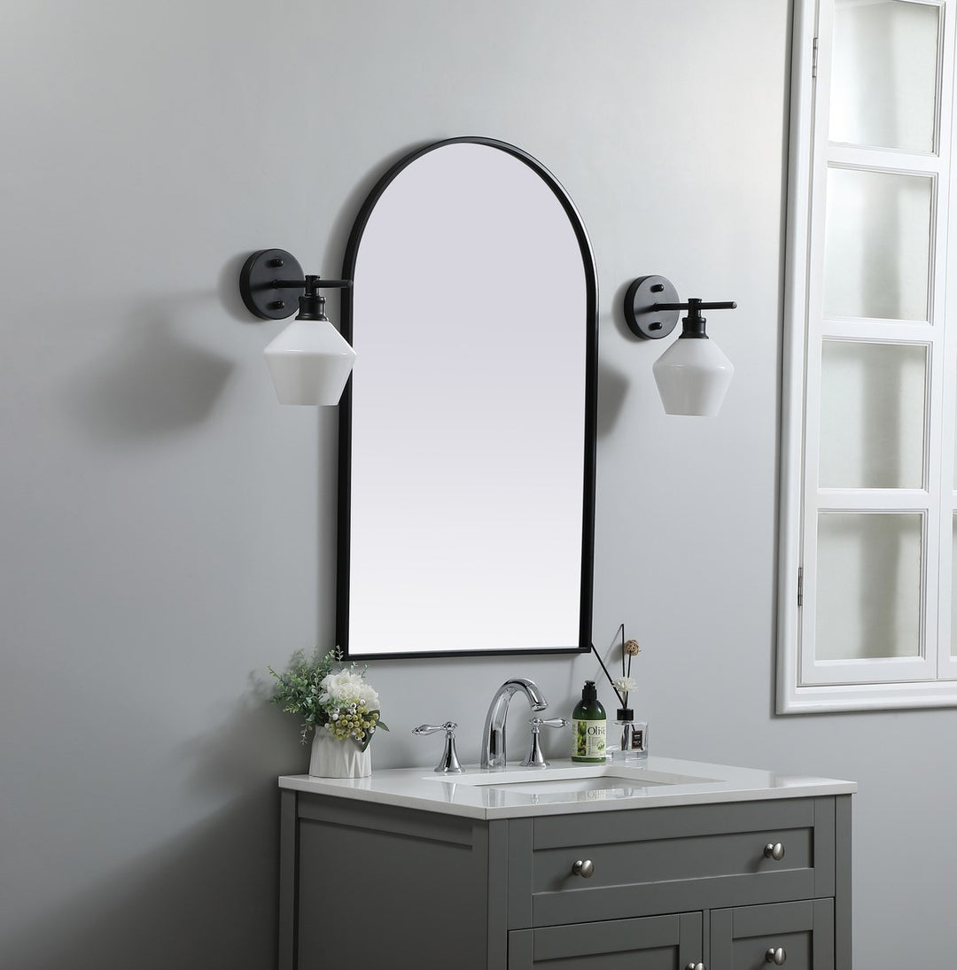 Metal Frame Arch Mirror 22X36 Inch In Black