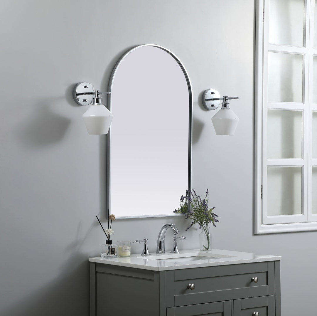 Metal Frame Arch Mirror 22X36 Inch In Silver