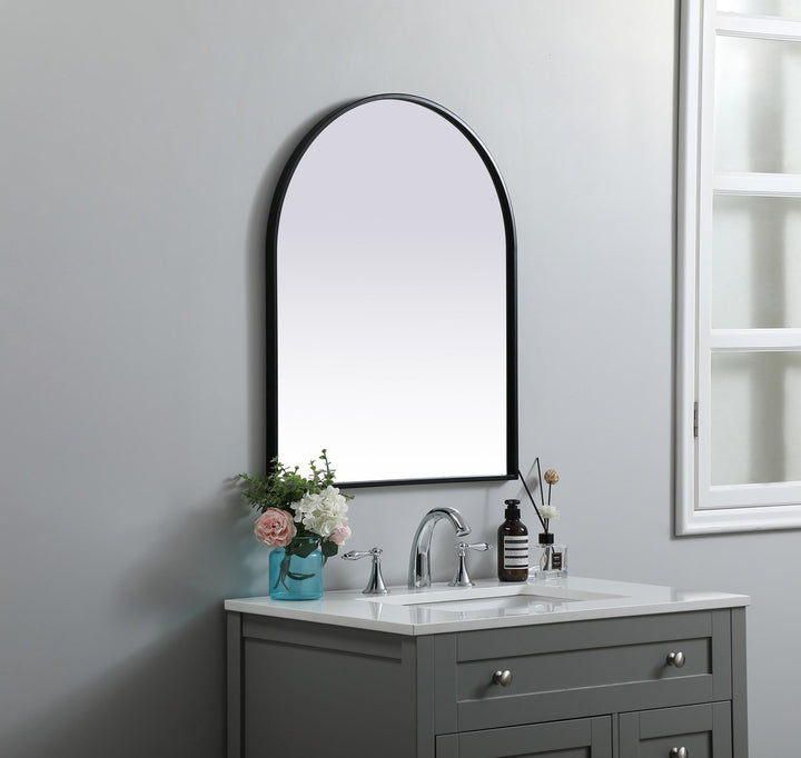 Metal Frame Arch Mirror 24X30 Inch In Black