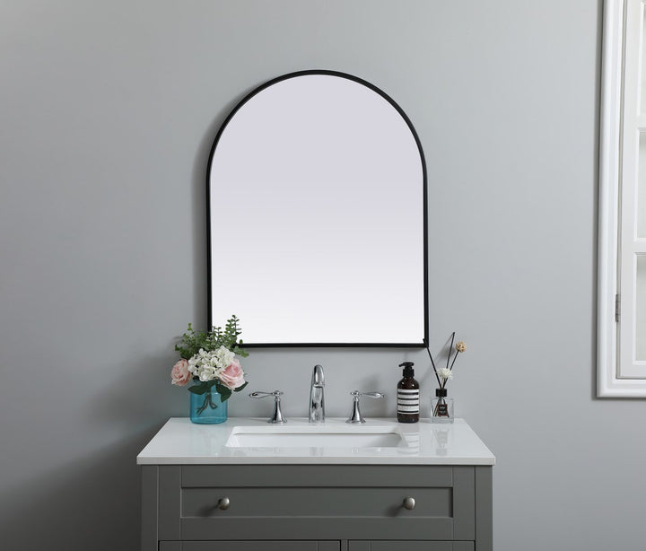 Metal Frame Arch Mirror 24X30 Inch In Black