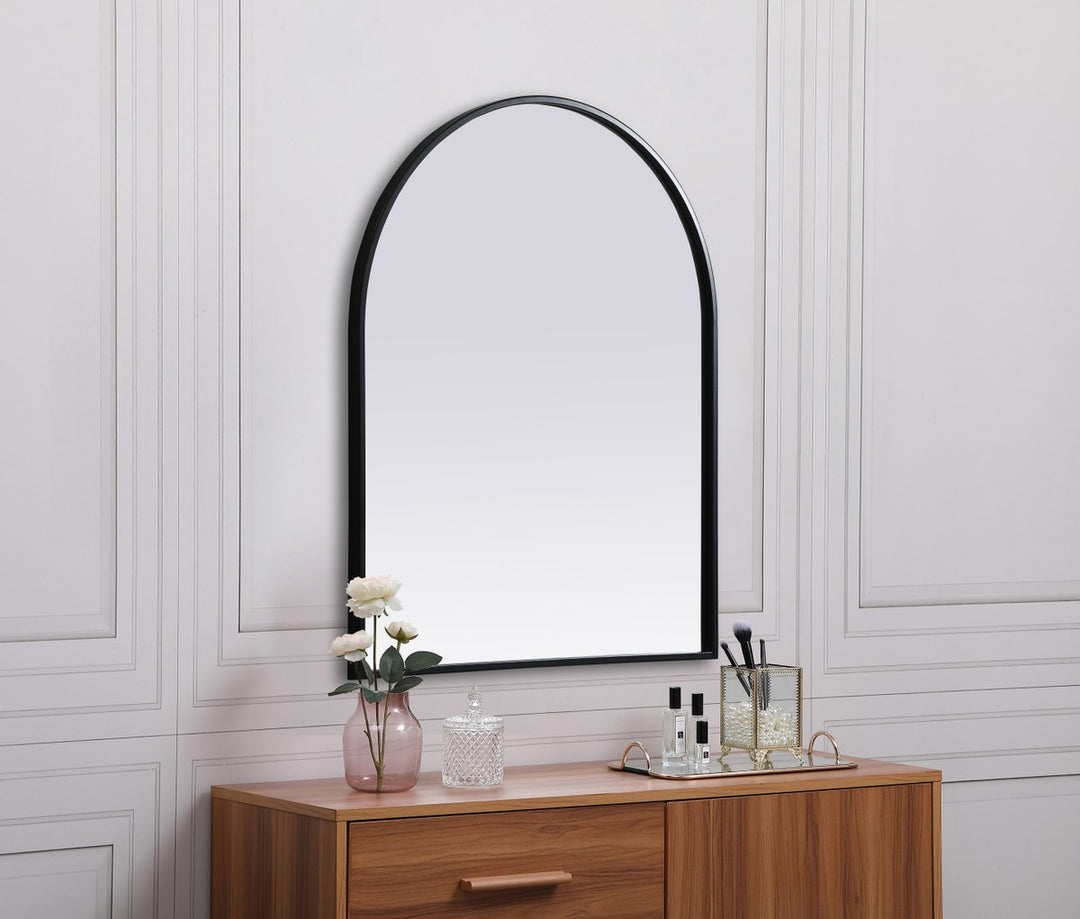 Metal Frame Arch Mirror 24X30 Inch In Black