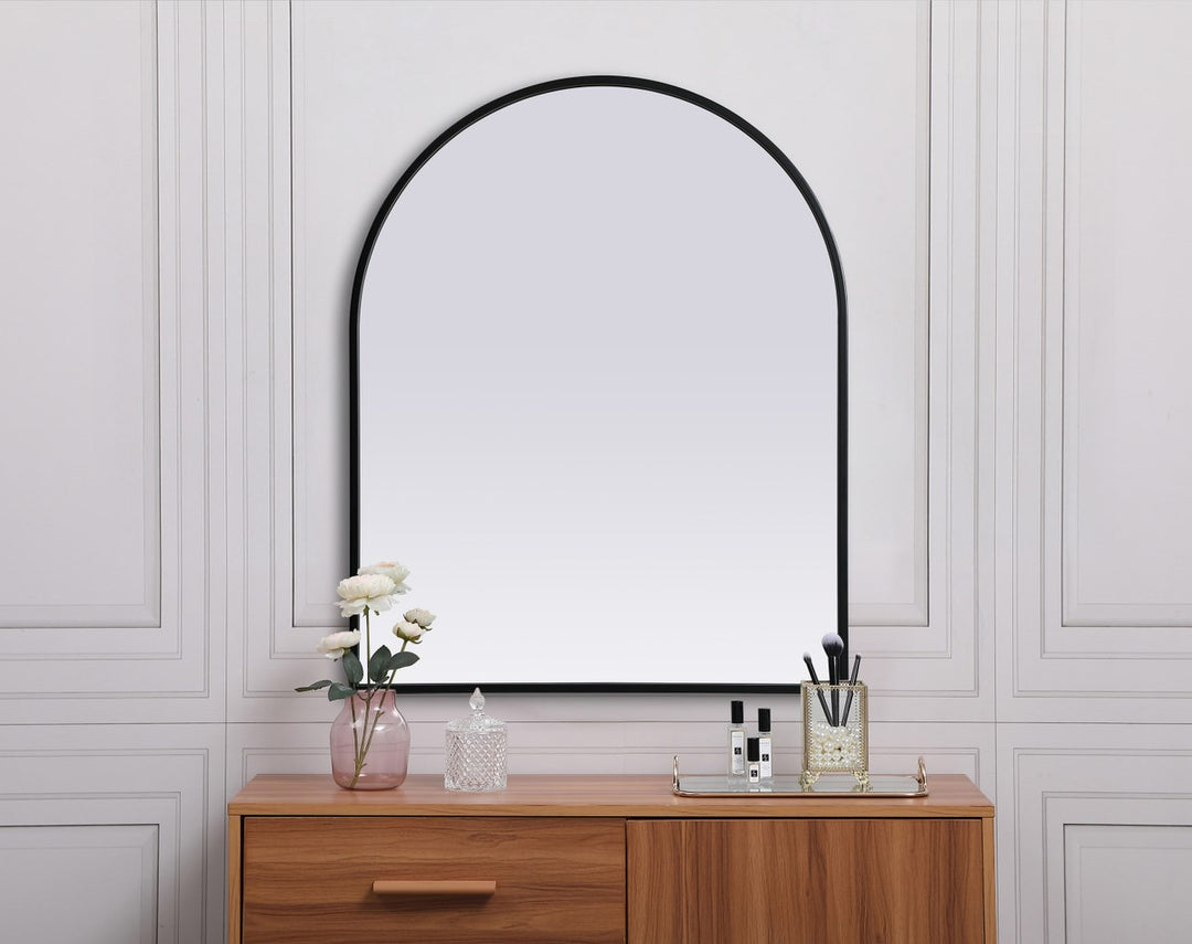 Metal Frame Arch Mirror 24X30 Inch In Black