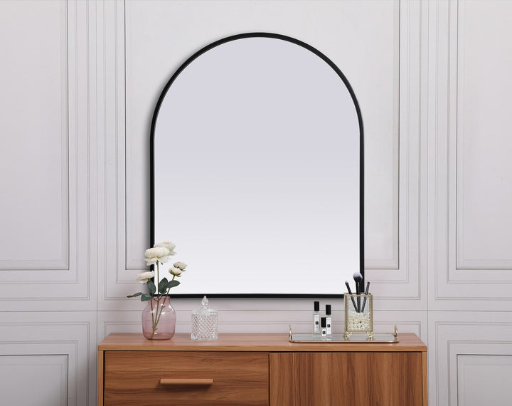 Metal Frame Arch Mirror 24X30 Inch In Black