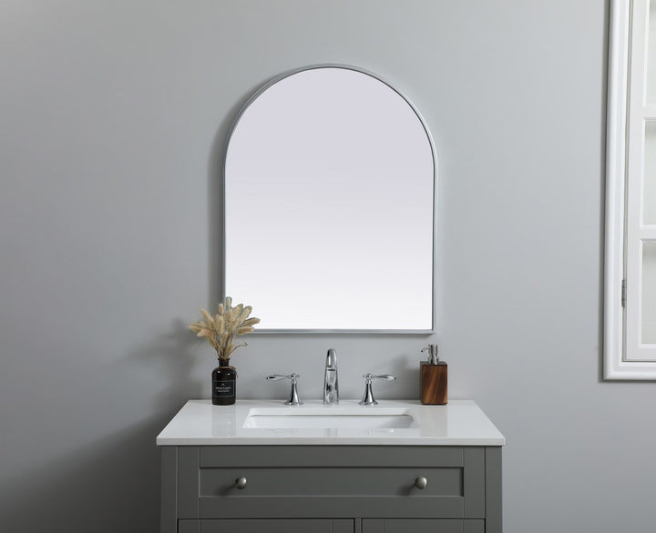 Metal Frame Arch Mirror 24X30 Inch In Silver