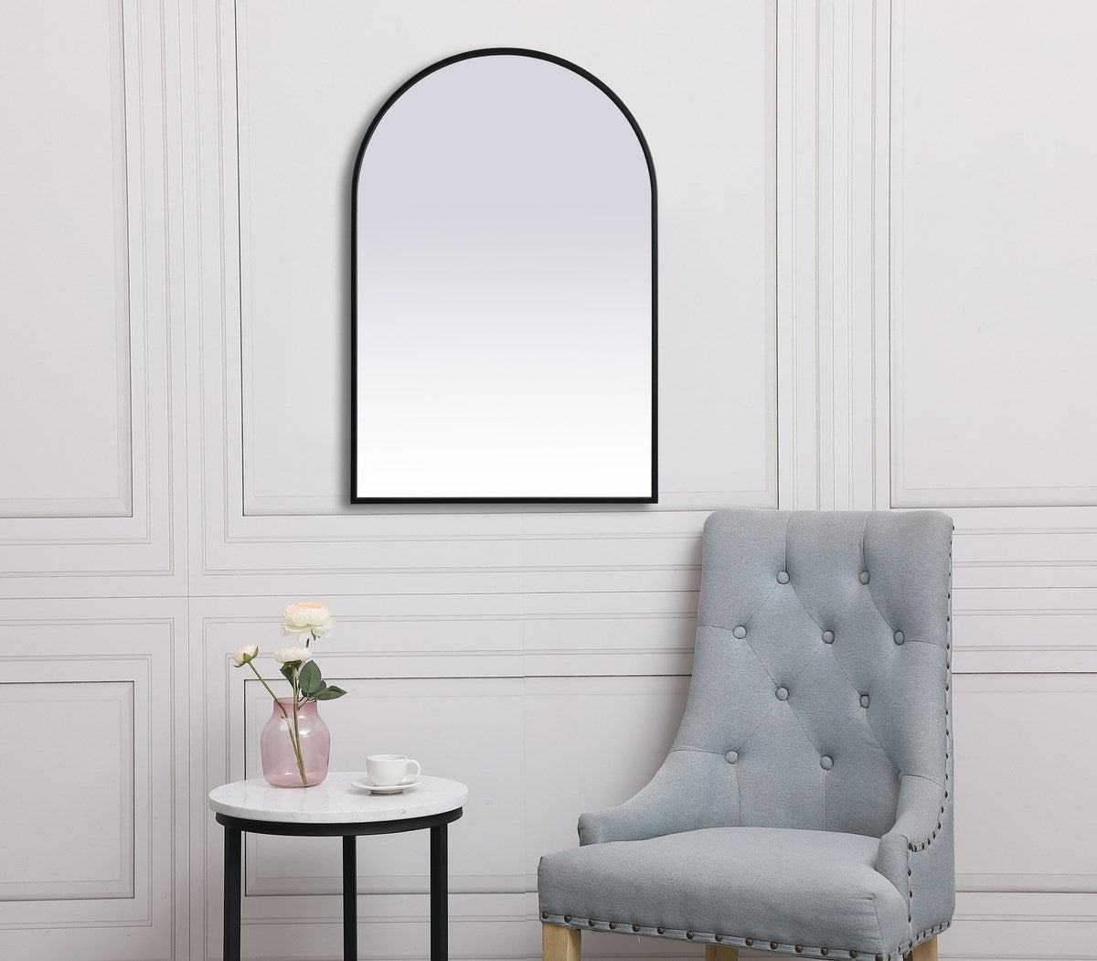Metal Frame Arch Mirror 24X36 Inch In Black