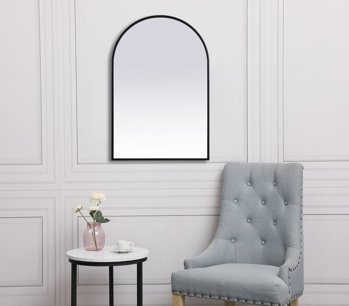 Metal Frame Arch Mirror 24X36 Inch In Black