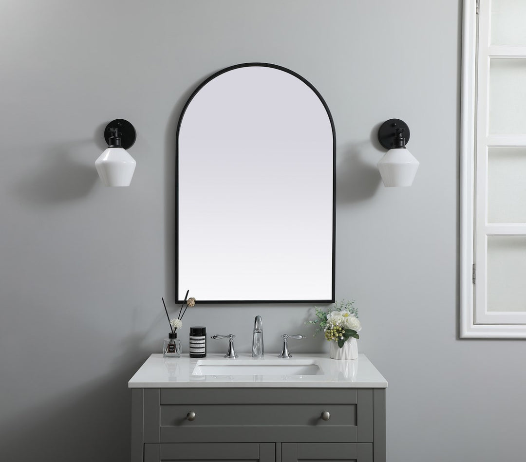 Metal Frame Arch Mirror 24X36 Inch In Black