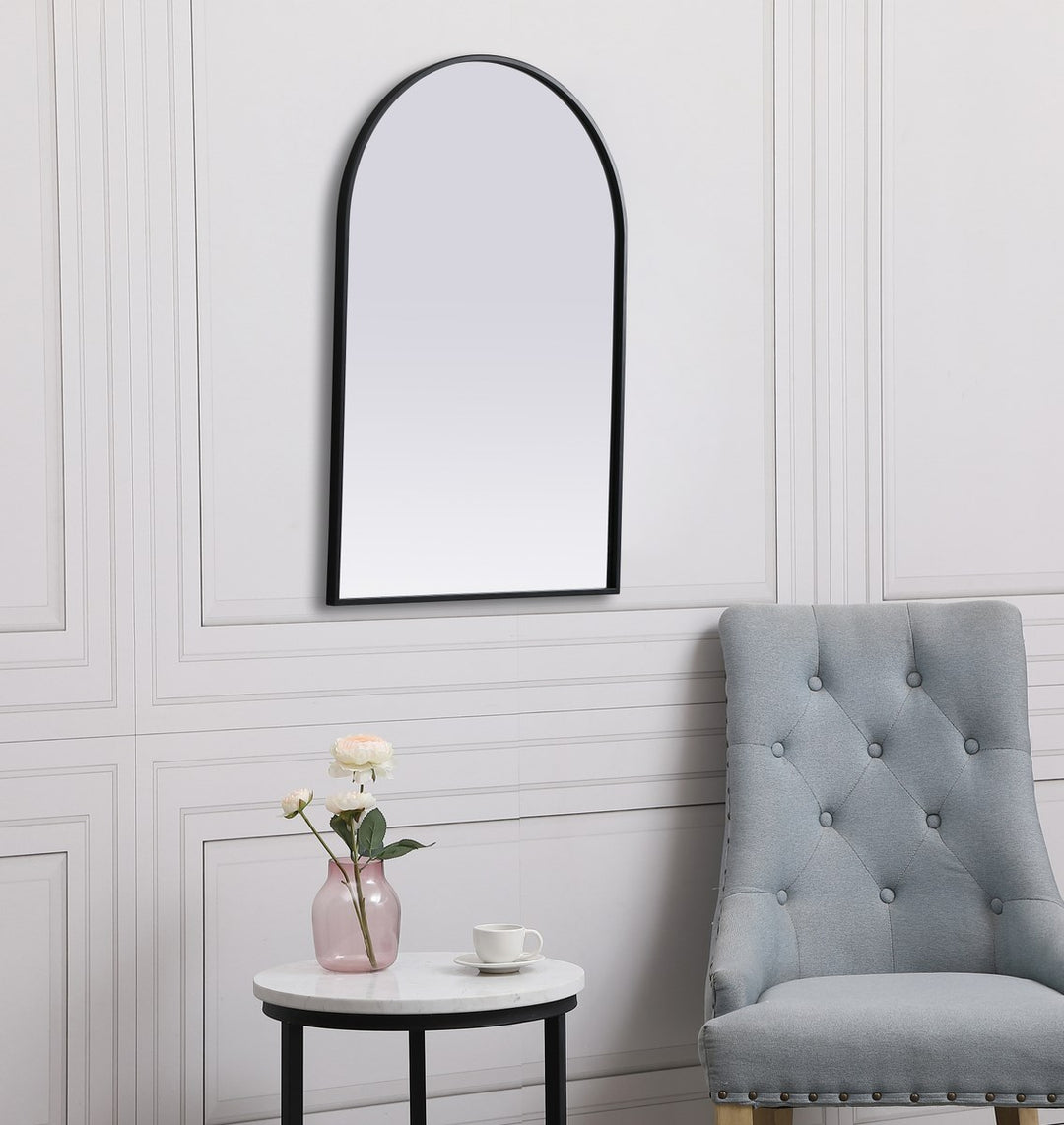 Metal Frame Arch Mirror 24X36 Inch In Black