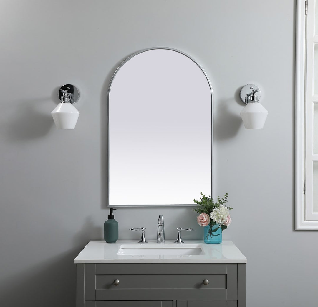 Metal Frame Arch Mirror 24X36 Inch In Silver