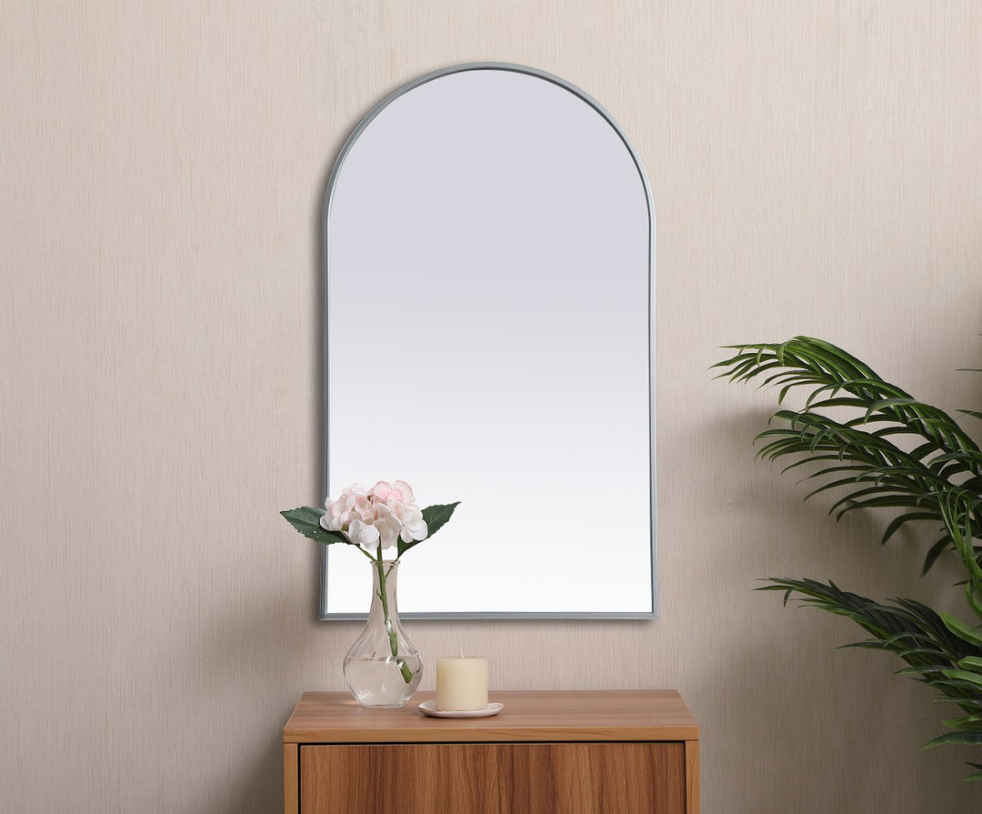 Metal Frame Arch Mirror 24X40 Inch In Silver
