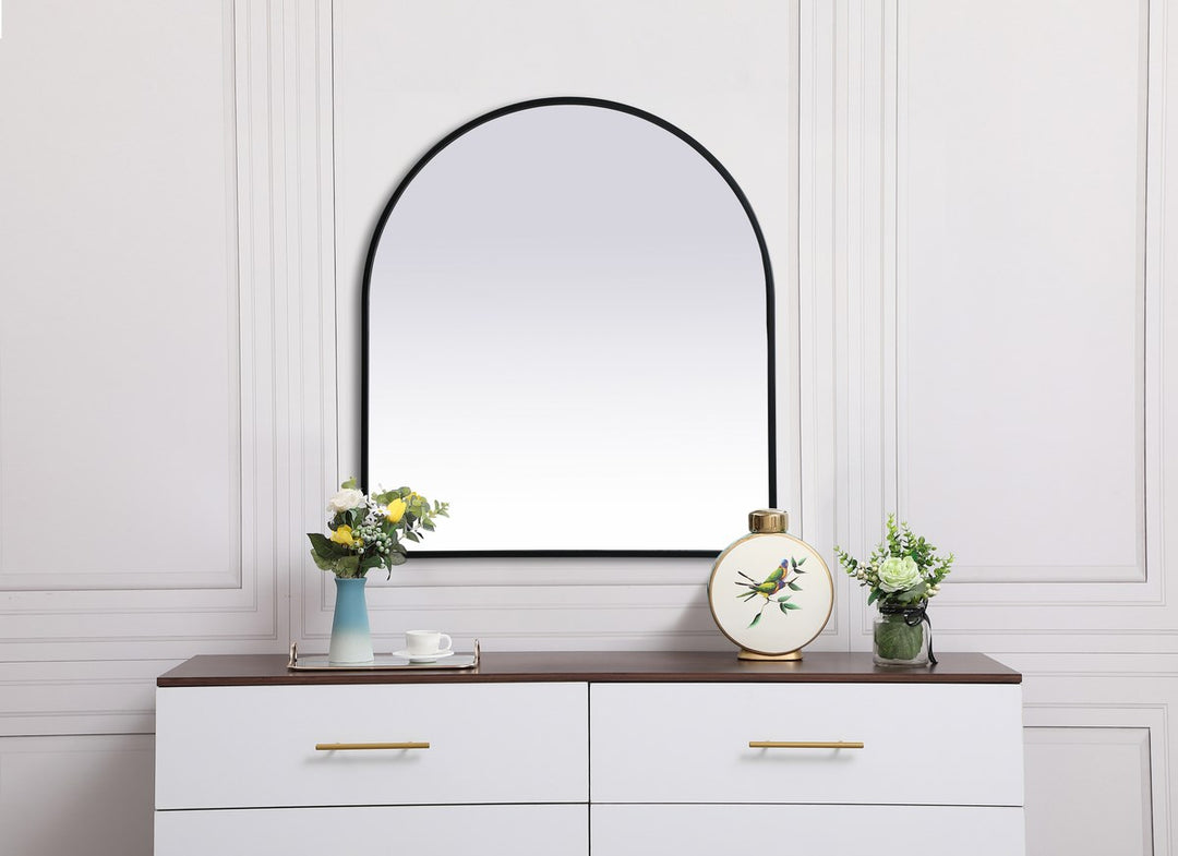 Metal Frame Arch Mirror 27X30 Inch In Black