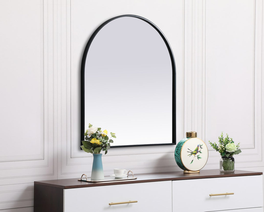 Metal Frame Arch Mirror 27X30 Inch In Black