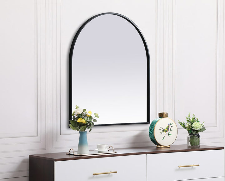 Metal Frame Arch Mirror 27X30 Inch In Black