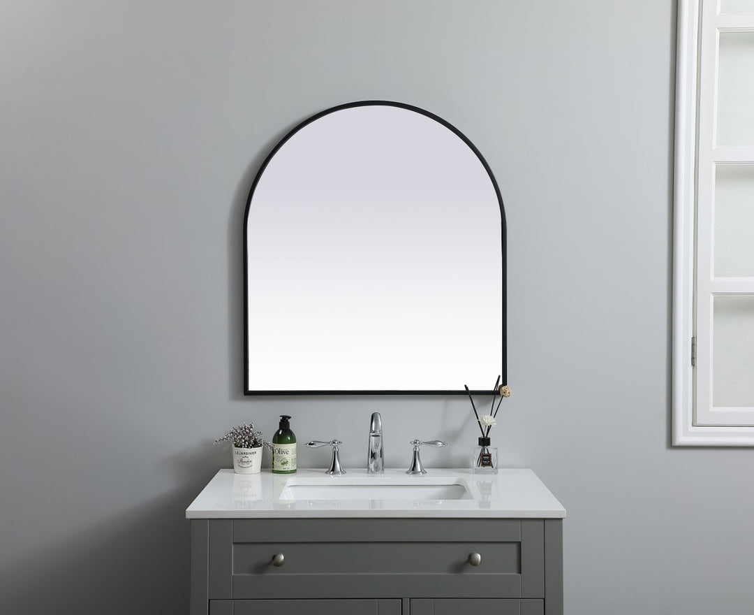 Metal Frame Arch Mirror 27X30 Inch In Black