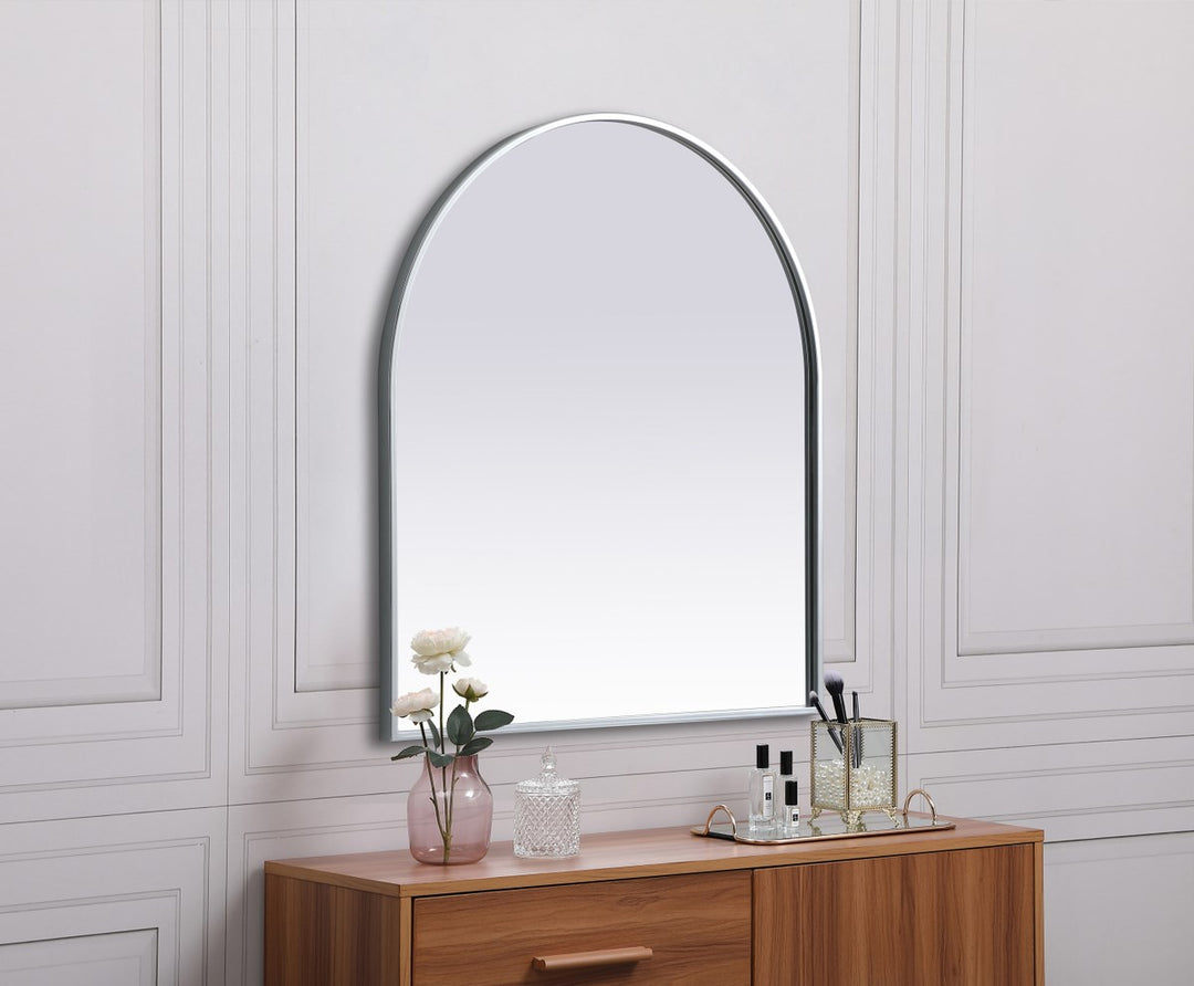 Metal Frame Arch Mirror 27X30 Inch In Silver