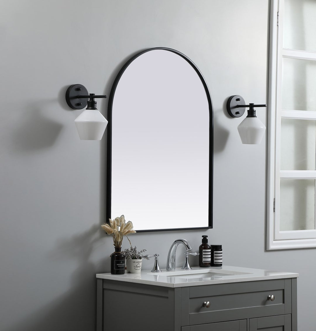 Metal Frame Arch Mirror 27X36 Inch In Black