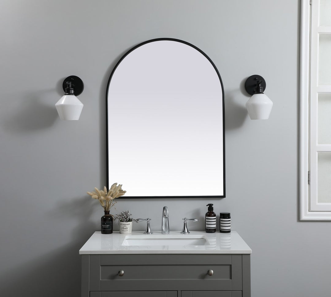 Metal Frame Arch Mirror 27X36 Inch In Black