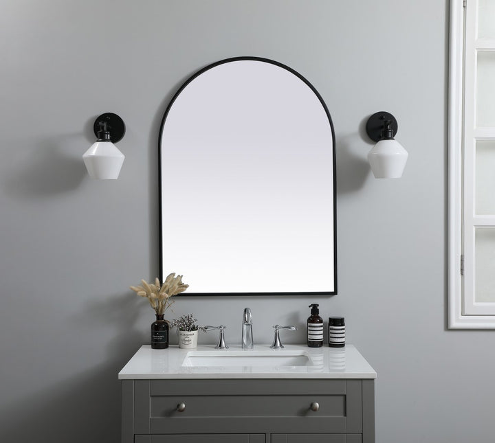 Metal Frame Arch Mirror 27X36 Inch In Black