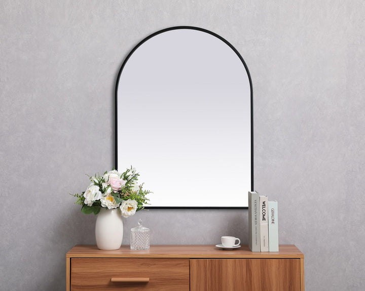 Metal Frame Arch Mirror 27X36 Inch In Black