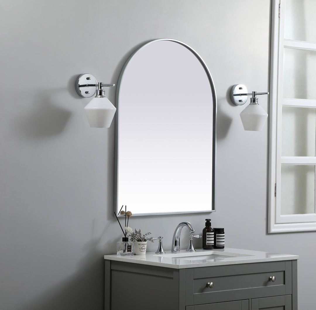 Metal Frame Arch Mirror 27X36 Inch In Silver