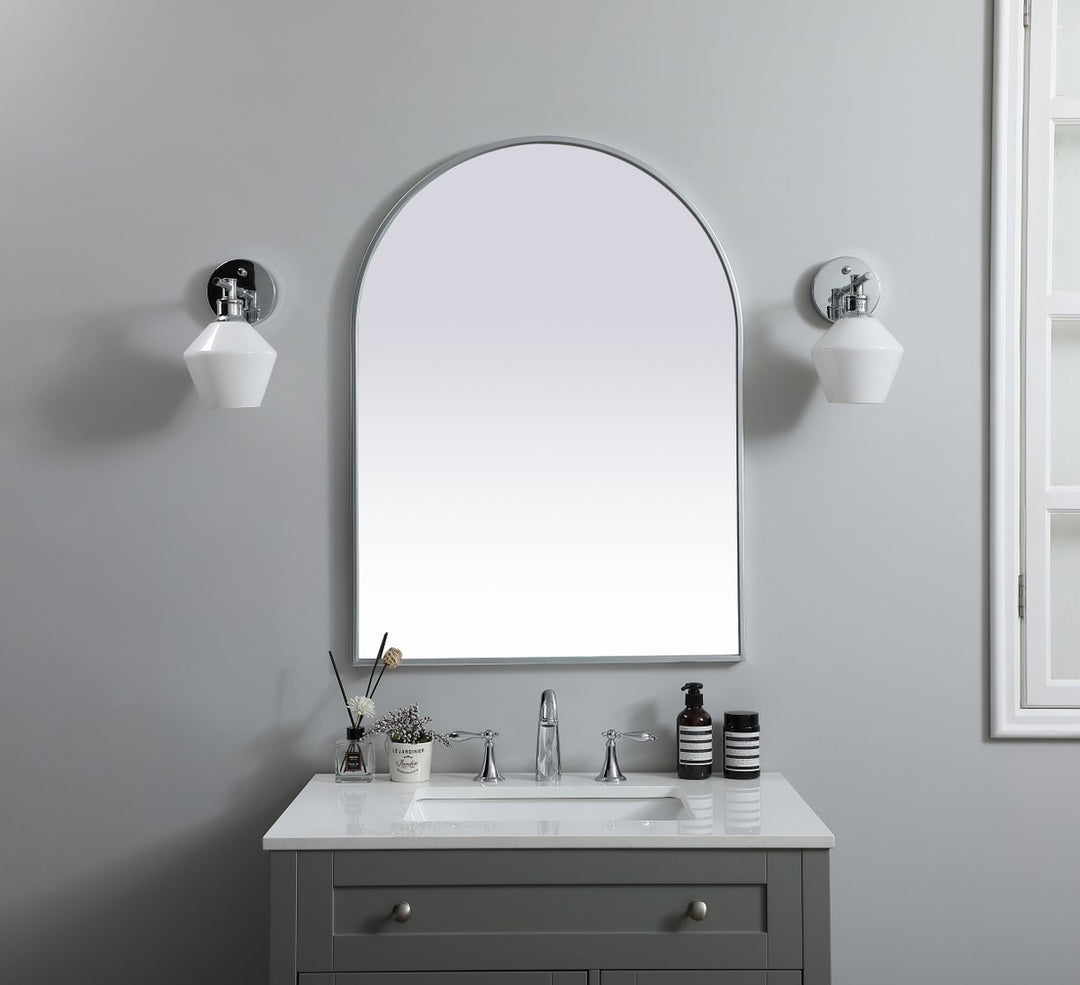 Metal Frame Arch Mirror 27X36 Inch In Silver