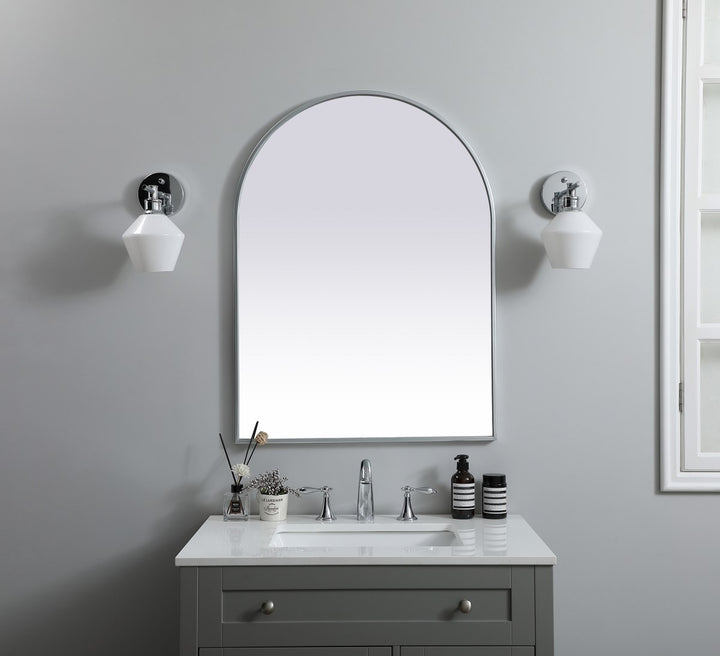 Metal Frame Arch Mirror 27X36 Inch In Silver