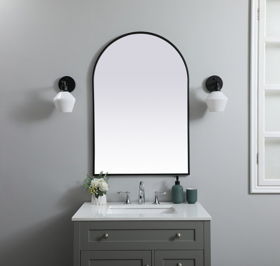 Metal Frame Arch Mirror 27X40 Inch In Black