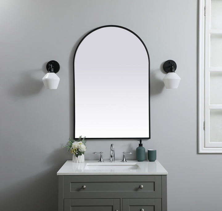 Metal Frame Arch Mirror 27X40 Inch In Black