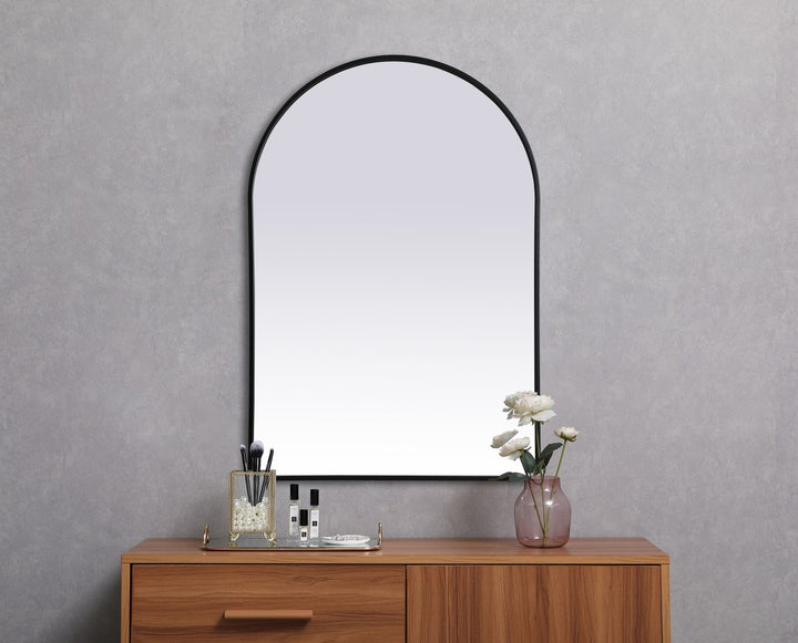 Metal Frame Arch Mirror 27X40 Inch In Black