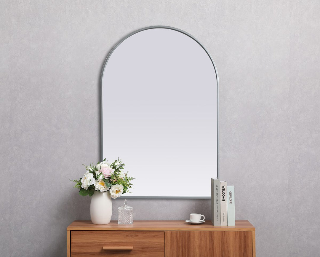 Metal Frame Arch Mirror 27X40 Inch In Silver