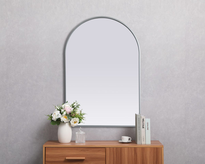 Metal Frame Arch Mirror 27X40 Inch In Silver