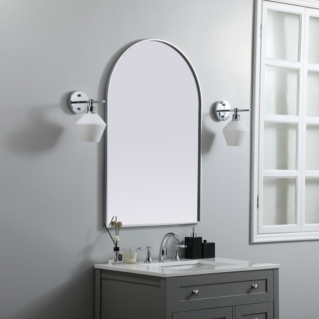 Metal Frame Arch Mirror 27X40 Inch In Silver