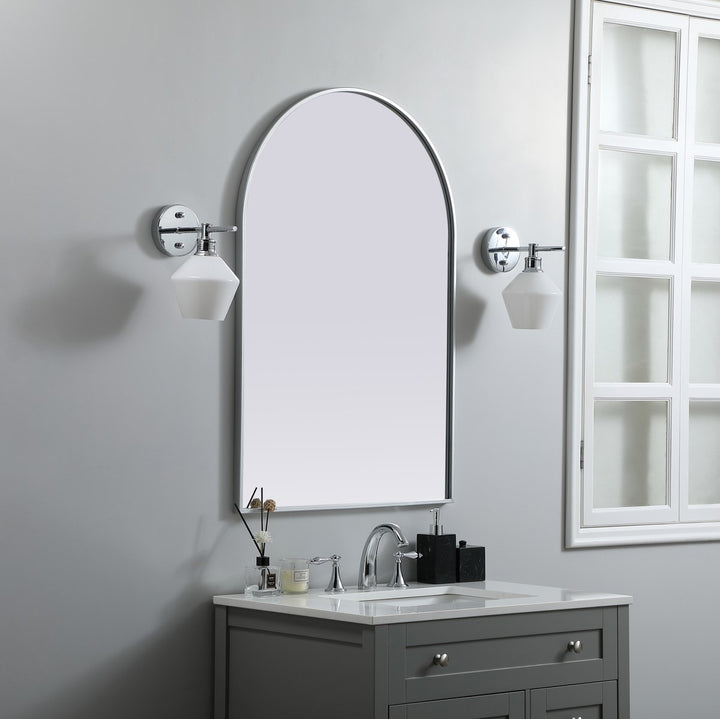 Metal Frame Arch Mirror 27X40 Inch In Silver