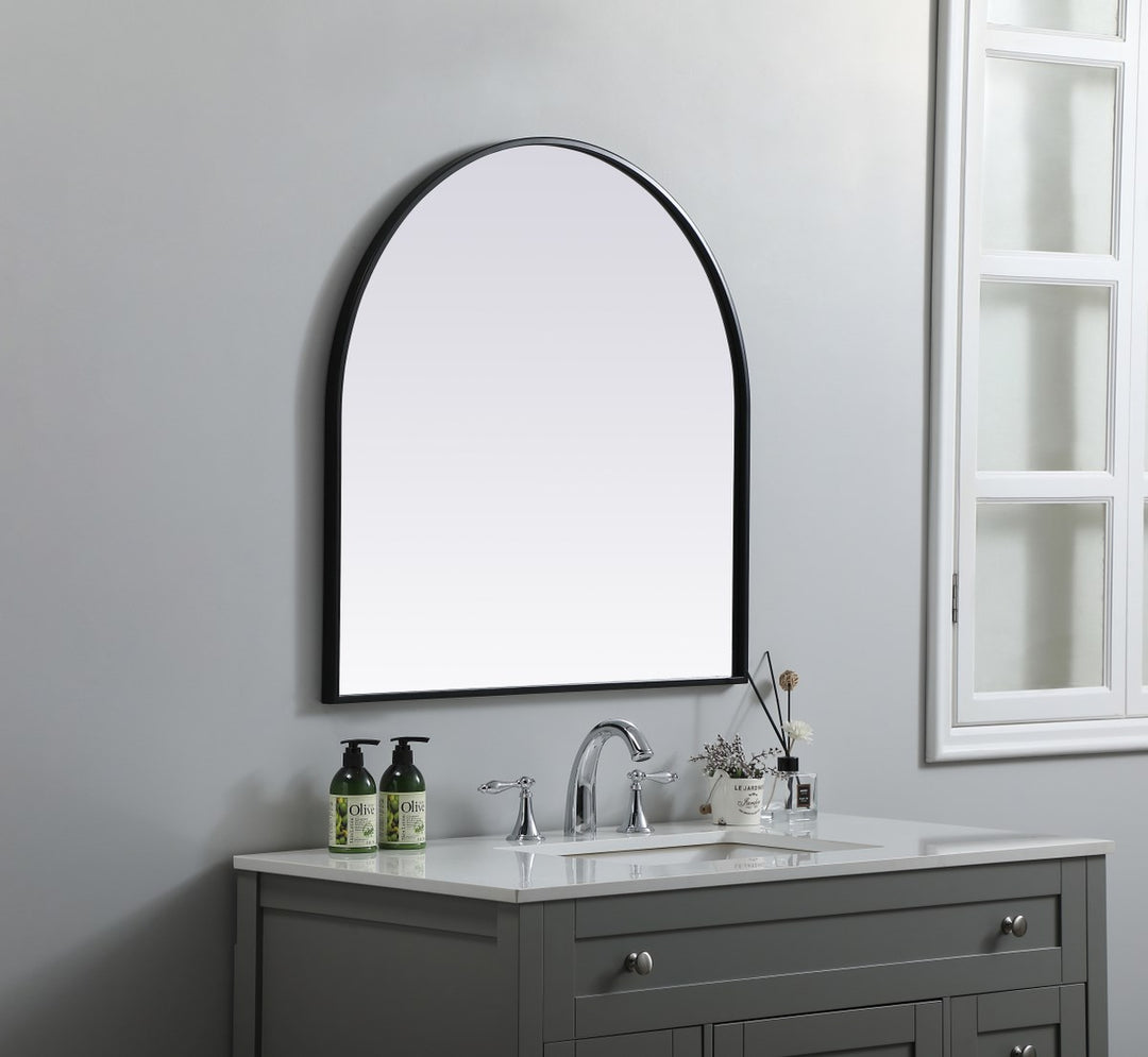 Metal Frame Arch Mirror 30X30 Inch In Black