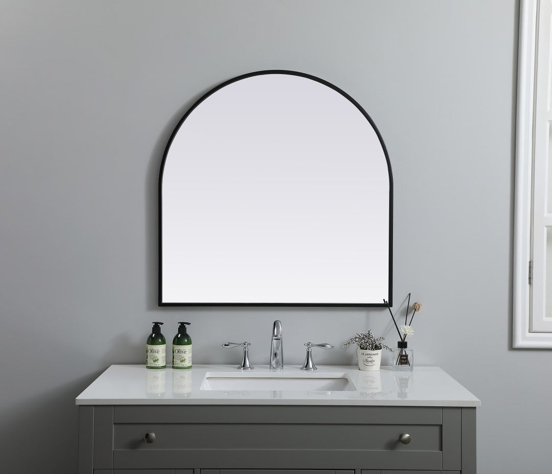 Metal Frame Arch Mirror 30X30 Inch In Black