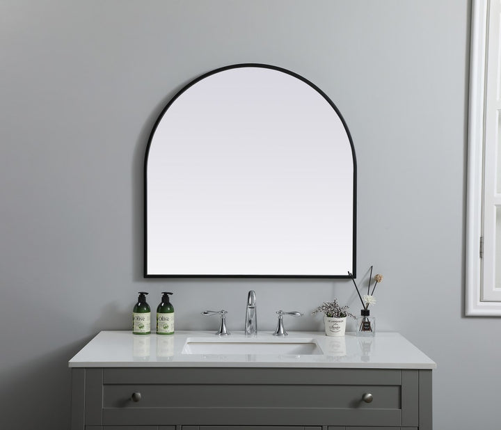 Metal Frame Arch Mirror 30X30 Inch In Black